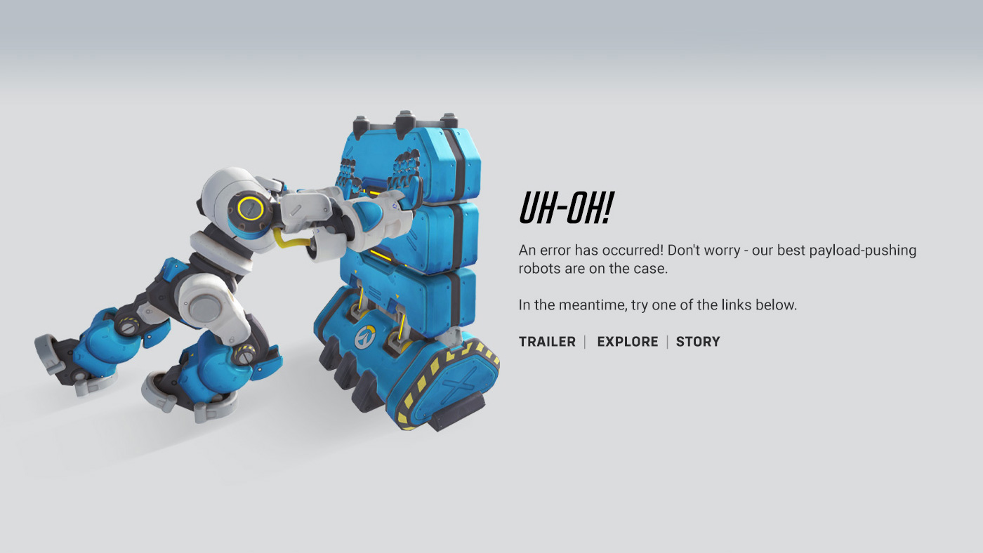 Screenshot of robot pushing wall for 404 page