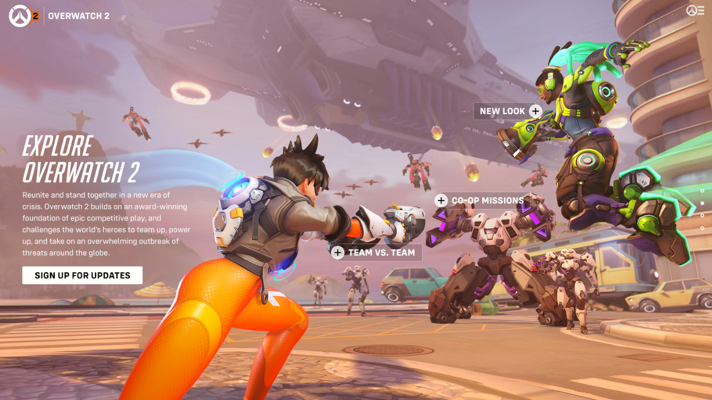 Screenshot of Overwatch 2 site menu screen